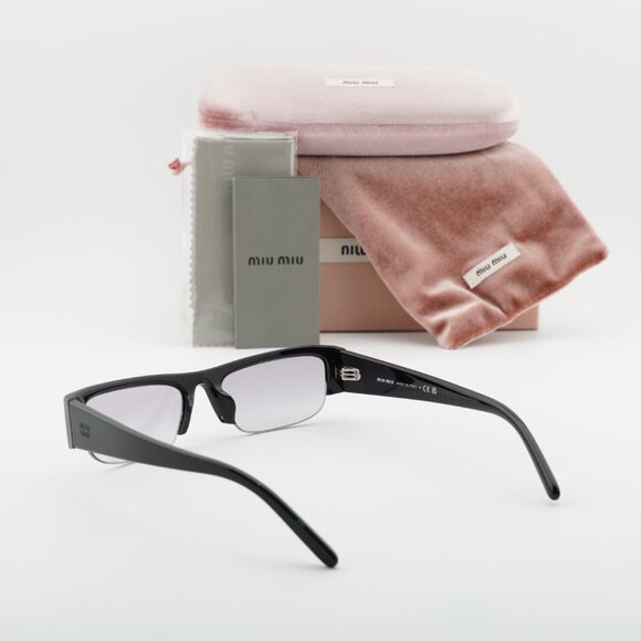 Miu Miu MUB07S 16K04O Rectangle Sunglasses – Black/Clear Gradient Dark Grey